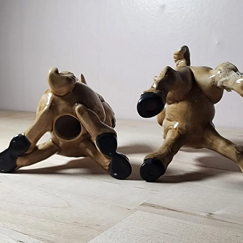 Cute VTG Pair Of Ceramic Donkey Figurines One With Bee (Repaired) KEYSTONE Japan